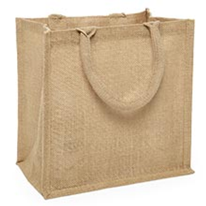 Natural Jute Shopping Bags - 12" X 7-3/4" X 12" - Gusset - 7 3/4" - Quantity: 6 - Reusable Bags by Paper Mart