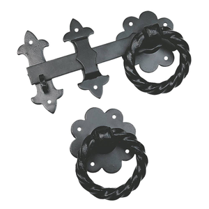 Antique Design Heavy Twisted Ring Gate Latch - Antique Black - Hardware Solutions