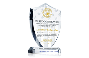 Police Dispatcher Retirement Plaque u2013 Personalized Crystal Shield Awards for 911 Dispatchers