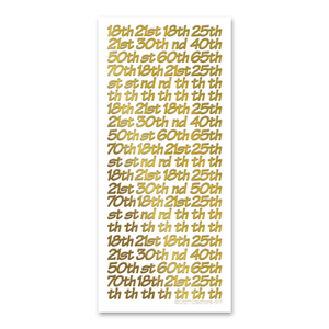 8.5mm Occasion Numbers  Gold Self Adhesive Stickers