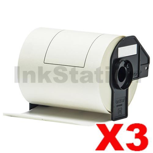 3 x Compatible Brother DK-11247 Black Text on White 103mm x 164mm Die-Cut Paper Label Roll - 180 labels per roll