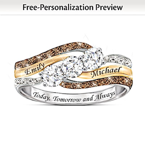 3 Topaz & 24 Diamonds Today And Always Personalized Ring