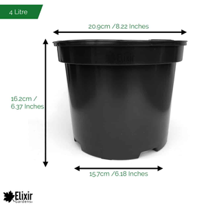 Black Plastic Plant & Flower Pot/Planters (1L-80L Sizes) - 4 Litre, 50