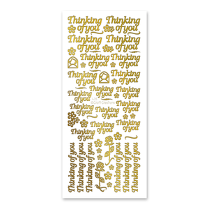 Thinking of you  Gold Self Adhesive Peel Off Stickers