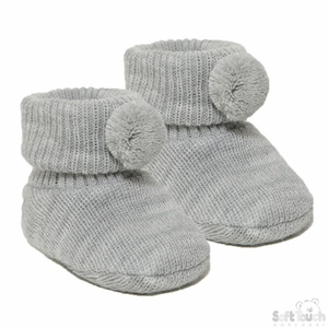 Pom Pom Booties - Grey
