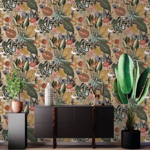 Holden Decor Wonderland Tropical Animals Gold Multi Metallic Wallpaper - 91191