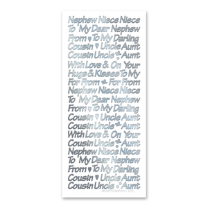 Nephew/Niece Etc Silver Self Adhesive Stickers