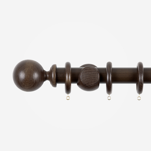 35mm Oxford Dark Walnut Ball Finial Curtain Pole