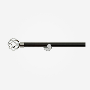 28mm Allure Signature Matt Black With Chrome Cage Eyelet Curtain Pole