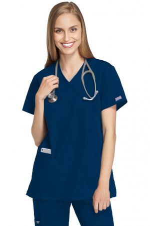 Cherokee WW Originals Women's Mock Wrap Scrub Top, Navy