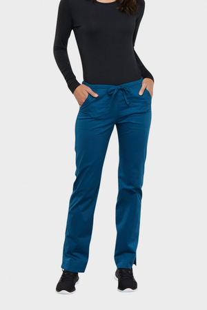 Cherokee WW Core Stretch Mid Rise Slim Straight Drawstring Scrub Trousers, Caribbean Blue