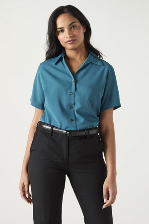 SJ Women's Open Collar Blouse, Dark Teal