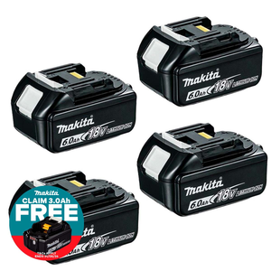 Makita BL1860 18V 6.0Ah LXT Lithium-Ion Battery (Pack of 4)