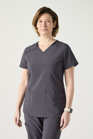 Dickies EDS Essentials Women's V-Neck Scrub Top, Pewter
