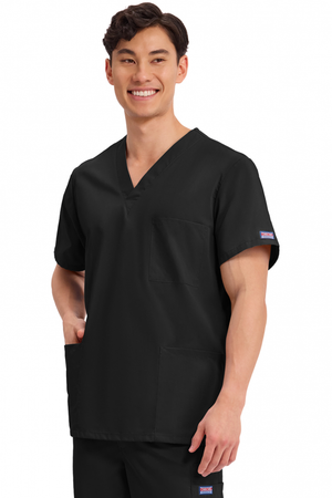 Cherokee Originals Unisex V-Neck Patch Pockets Scrub Top, Black