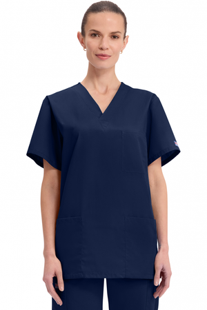 Cherokee Originals Unisex V-Neck Patch Pockets Scrub Top, Navy