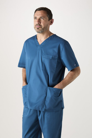 Cherokee Core Stretch Unisex V-Neck Scrub Top, Caribbean Blue