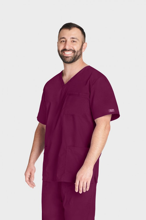 Cherokee Core Stretch Unisex V-Neck Scrub Top, Wine