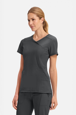 Infinity by Cherokee Women's Mock Wrap Scrub Top, Black