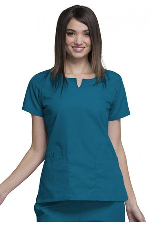 Cherokee Originals Women's Round Neck Scrub Top, Caribbean Blue