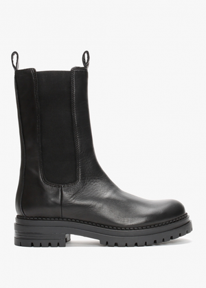 Izzie Black Leather Chelsea Calf Boots
