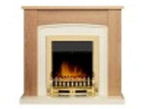 Adam Chilton Fireplace in Oak & Cream with Blenheim Electric Fire in Brass, 39 Inch