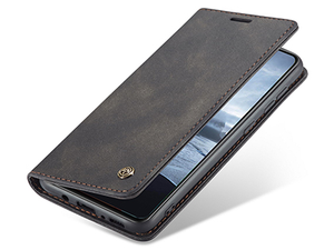 CaseMe Slim Synthetic Leather Wallet Case with Stand for Samsung Galaxy A21s - Charcoal