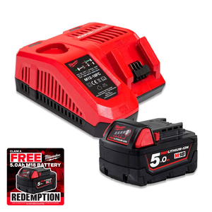 Milwaukee M18 NRG-501 18V 5.0Ah Battery & M12-18 FC Rapid Charger Pack
