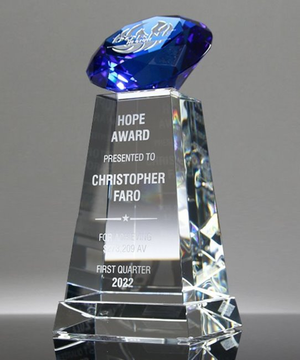 Diamond Sphere Blue Crystal Award