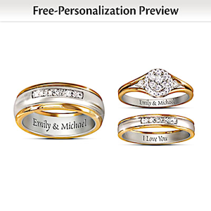 Diamond Together Forever Personalized Wedding Ring Set