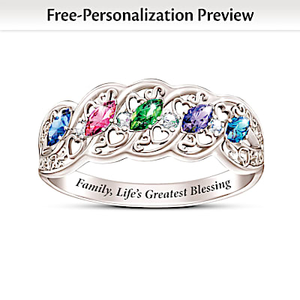 Birthstone & Solid Sterling Silver Family Personalized Ring