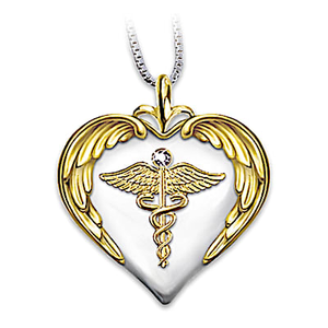 Genuine Diamond Nurse's Serenity Prayer Pendant