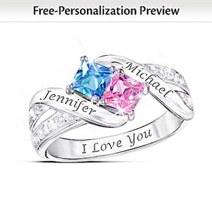 Birthstone Together Cheek To Cheek Personalized Ring