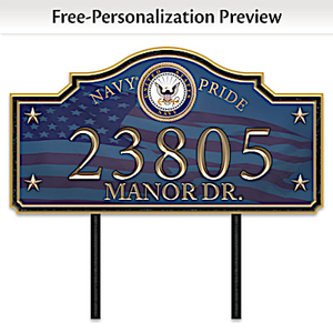 Navy Pride Personalized Address Sign