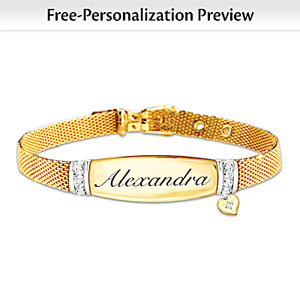 7-Diamond Love For My Daughter Personalized Bracelet