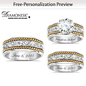 3-Carat Western His & Hers Personalized Wedding Ring Set