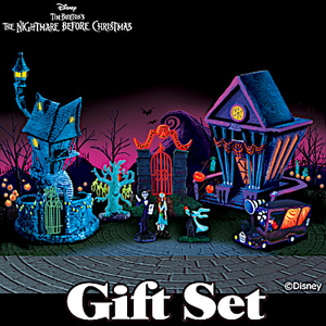 Nightmare Before Christmas Black Light Village Set
