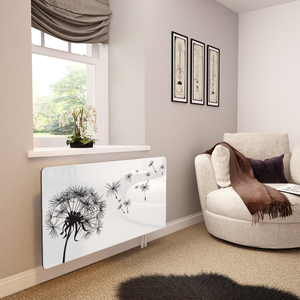 Glass Radiator Cover in Dandelion On White - Small