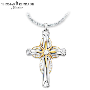 5-Diamond Thomas Kinkade Reflections Of Faith Cross Necklace