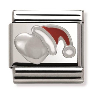 Nomination CLASSIC Silvershine Christmas Heart and Santa Hat Charm 330204/05K