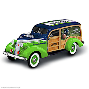 Cruising To Victory Seattle Seahawks Woody Wagon Sculpture
