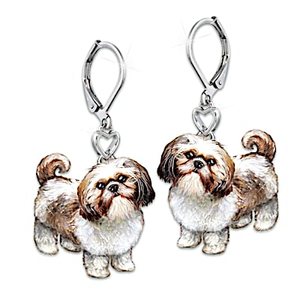 Shih Tzu Playful Pup Earrings