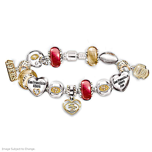 Go 49ers! #1 Fan All-In-One Charm Bracelet