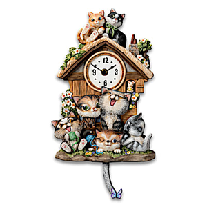 Frolicking Felines Cuckoo Clock