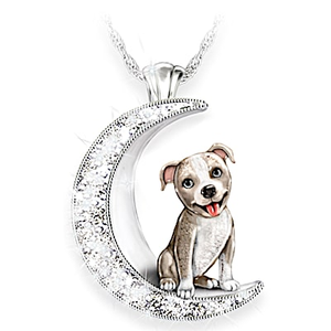 I Love My Pit Bull To The Moon And Back Pendant Necklace