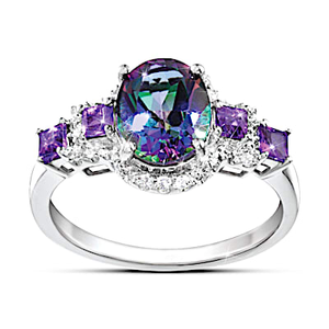 Mystic Topaz and Amethyst Ring Size 8