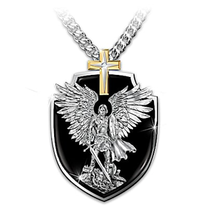 Diamond Strength Of St. Michael Pendant Necklace