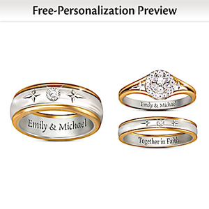 Diamond Forever Faith His & Hers Personalized Wedding Rings