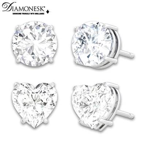 Classic Stud And Heart Shaped Earrings Set
