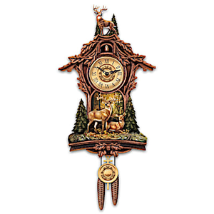 Whitetail Gathering Cuckoo Clock
